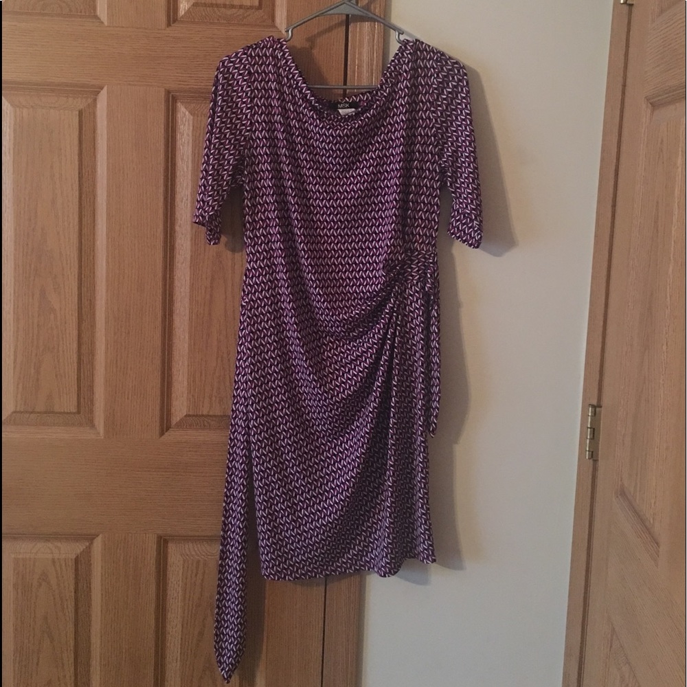 A purple wrap dress